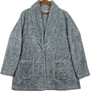 SOFT SURROUNDINGS Shawl Collar Fuzzy Sherpa Fleece One Button Cardigan Jacket